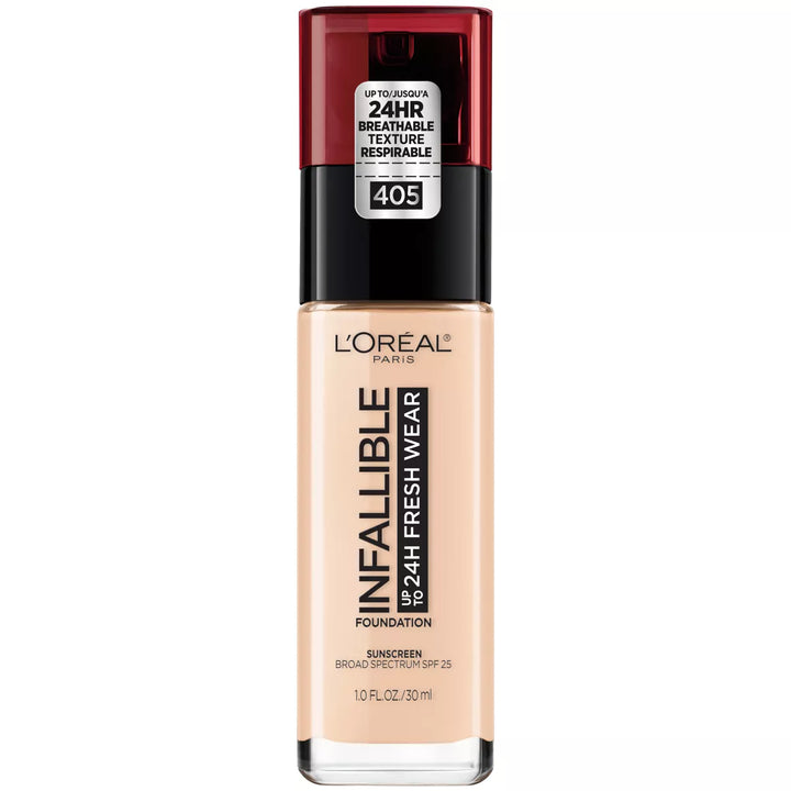 L'Oreal Infallible 24HR Foundation – SPF 25, Long-Lasting.