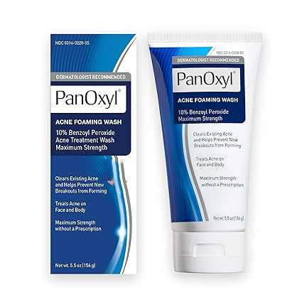 PanOxyl Acne Foaming Wash 10% Benzoyl Peroxide – Maximum Strength for Clear Skin (5.5 oz)