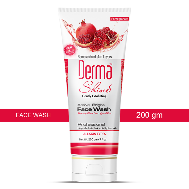 Derma Shine Pomegranate Gently Exfoliating Whitening Face Wash, For All Skin Types, 200g