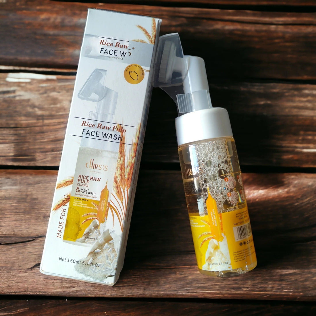 Chirs's Rice Raw Pulp Essence Face Wash Moisturizing Whitening Cleansing Mousse 150ML