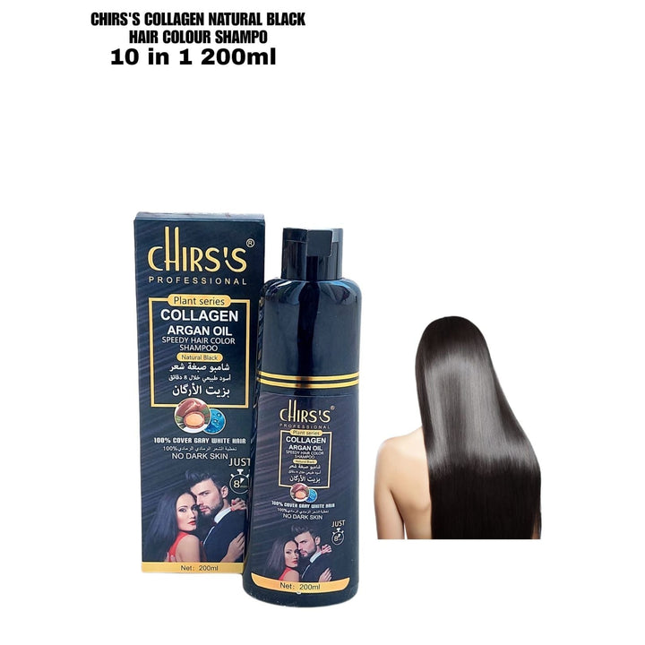Chirs's Professional Collagen Argan Oil Speedy Hair Color Shampoo - 200ml - Dark Brown