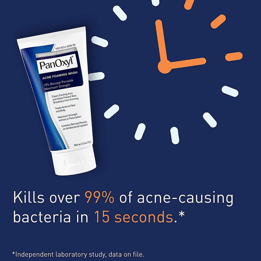 PanOxyl Acne Foaming Wash 10% Benzoyl Peroxide – Maximum Strength for Clear Skin (5.5 oz)