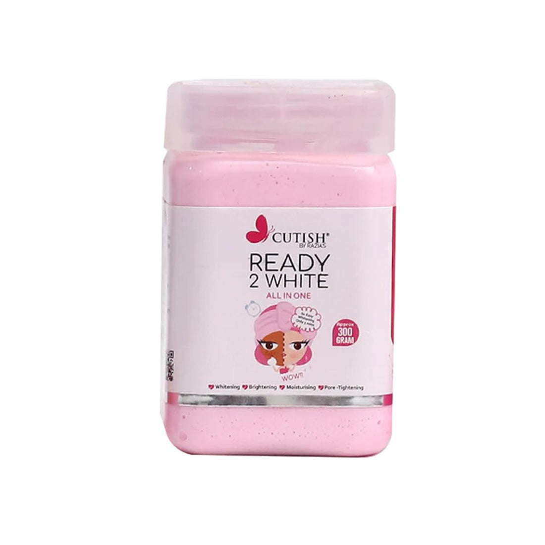Cutish Ready to White All In One jar Facial Jar Cleanser Massager Scrub Mask Cream 300G