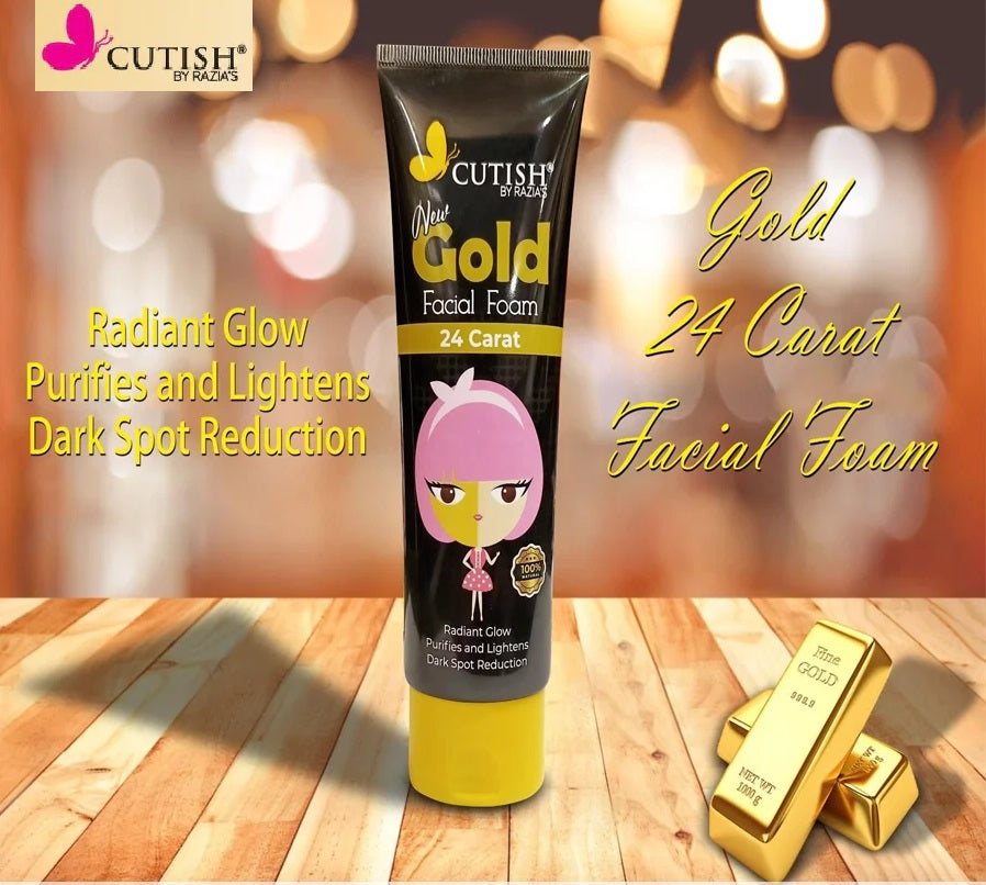 Cutish 24 Carat Gold Whitening Facial Foam 100g